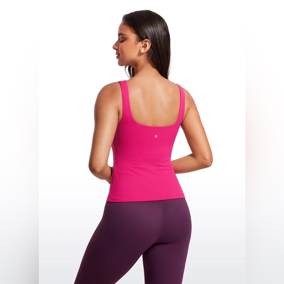 Butterluxe Waist Length Built-in Bra Tanks U Neck - Picture 2 of 5